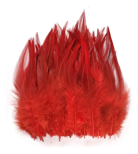 Plumas De Negro Naturales Con 50 Plumas 10-15cm Color Rojo