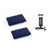 Almohada Combo X2 Inflable + Inflador Afelpada Carpa Colchon