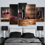 5 Cuadros Decorativos Vinos Copas Uvas Arte Cocina Hogar 