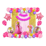 Kit Decoración Con Globos Fiesta Princesa Peach (100 Piezas)