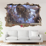 Vinilo Pared Rota 3d Gamer Art 120x80cm