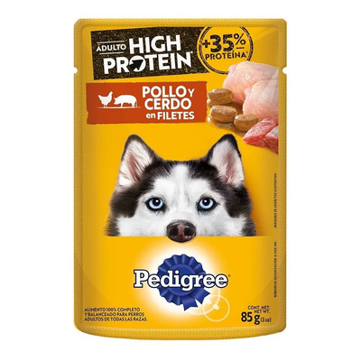PEDIGREE - Sobres para Perro Pedigree High Protein, Adultos Sabor Pollo y Cerdo, Omega 6, Zinc, 24 Sobres 85g c\u002Fu | Envío gratis