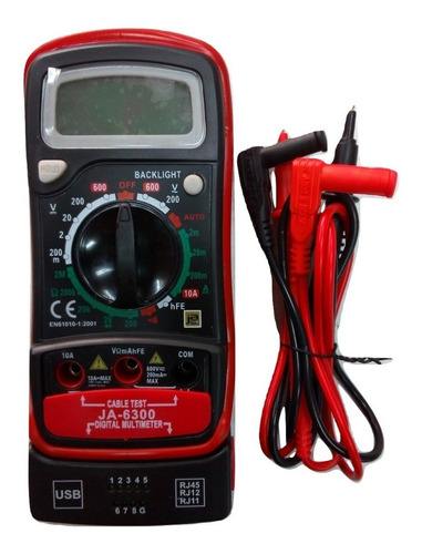 Tester Multimetro Digital C/probador Cable Red, Tel Usb 6300