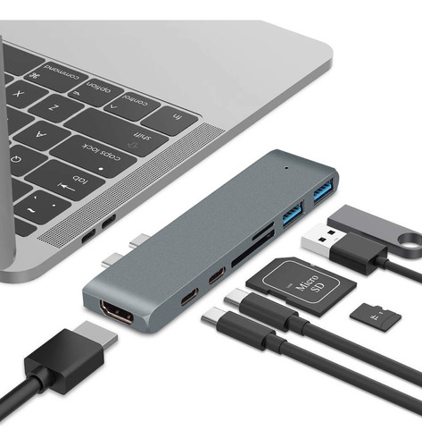 Adaptador Usb C Hub Thunderbolt 3 Hdmi Para Macbook Pro/air