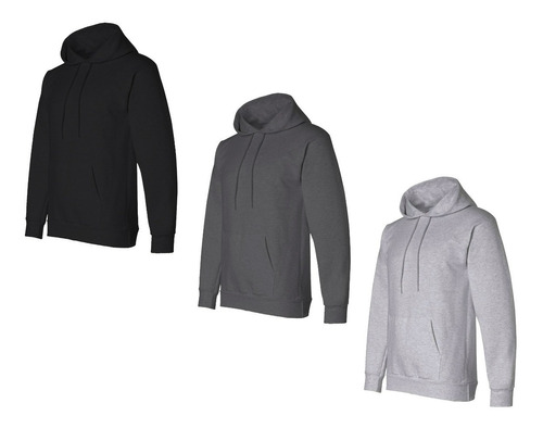 Pack X3 Hoodie Buzo Algodon Canguro Capucha Liso Moda Gym