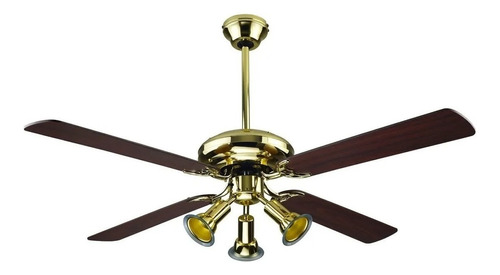 Ventilador De Techo Spar Pala De Madera Bronce Sp-52cb 3luc.