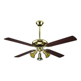 Ventilador De Techo Spar Pala De Madera Bronce Sp-52cb 3luc.