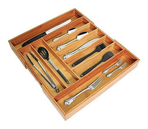 Organizador Ajustable De Bambú Para Utensilios De Cocina.