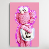 Cuadro Kaws Neón | 90x60 Color Rosa Chicle