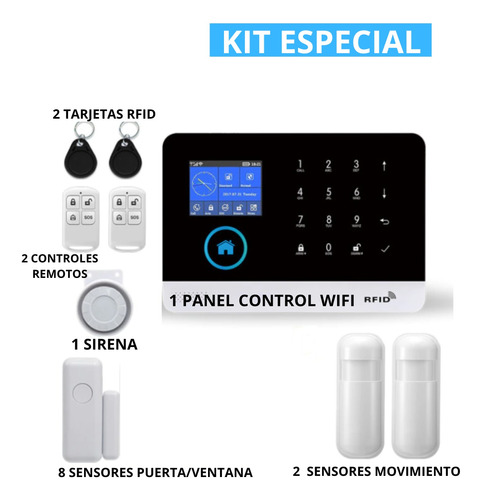 Kit Alarma Wifi Gsm Con Sirena Para Negocio Control Por App