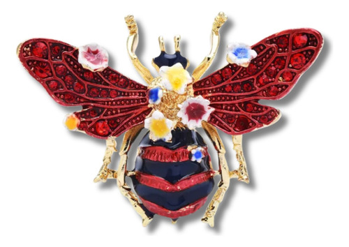 Broche Pin Prendedor Abeja Esmaltado Piedra Mujer Hombre 