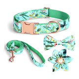 Accesorios Para Paseo Con Estampado Floral Para Perro Y Gato Color Verde Tamaño Del Collar Chico