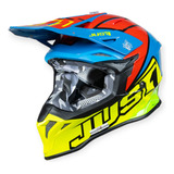 Casco Just1 J39 Thruster Motocross Enduro Azul/rojo/fluo