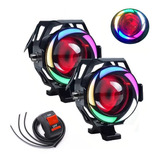 Faros Lupa Led Moto Rgb Ojo Ángel Ojo De Demonio Estrobo U7