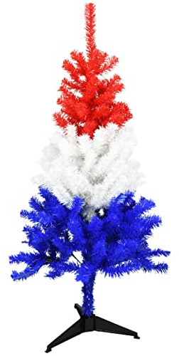 Árbol Navideño Patriótico Rojo, Blanco Y Azul De 4 Pies