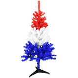 Árbol Navideño Patriótico Rojo, Blanco Y Azul De 4 Pies