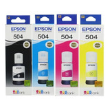 Kit 4 Refil Para Epson T504 L4150 L4160 L4260 L6161 L6171 Tinta Colors