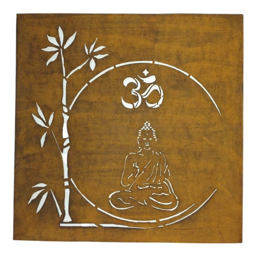 Cuadro Colgante De Chapa Oxido Deco Jardin Buda 48x48 Cm