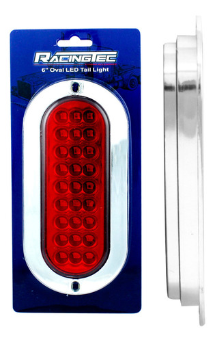 Plafón Ovalado 6 Pulgadas  27 Leds Rojo Bisel Cromado Ds