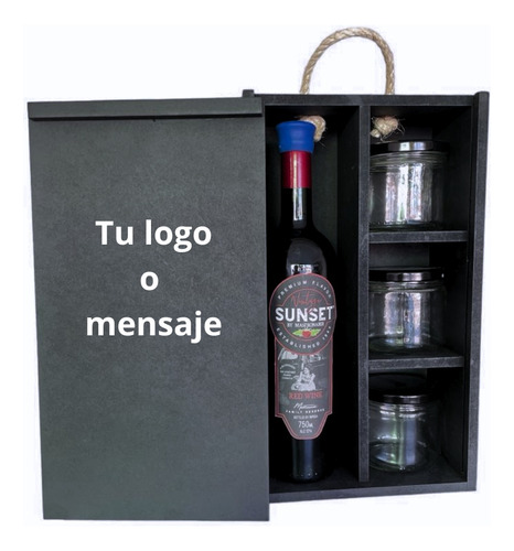 Caja Personalizada Para Botella Con Divisiones Y Agarradera 