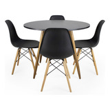 Mesa Sala Jantar Redonda Com 1 Metro+ 4cadeiras Eames Pretas