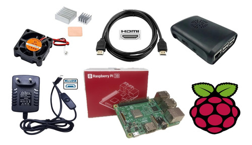 Kit Raspberry Pi3 Model B, Fonte + Case+dissipador+cooler