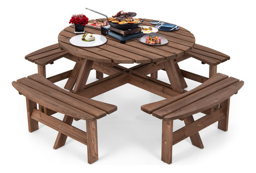 Glacer Mesa De Picnic De Madera Para 8 Personas, Mesa De Pat