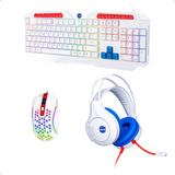 Kit Gamer Nasa Colors Teclado Mouse Rgb Y Diadema Estereo