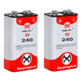 Kit 2 Bateria Recarregável 9v Mox P/ Microfone E Brinquedos
