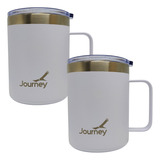 Tazas Térmicas Herméticas Acero Inox Bicapa Journey Vasos Color Celeste Blanca