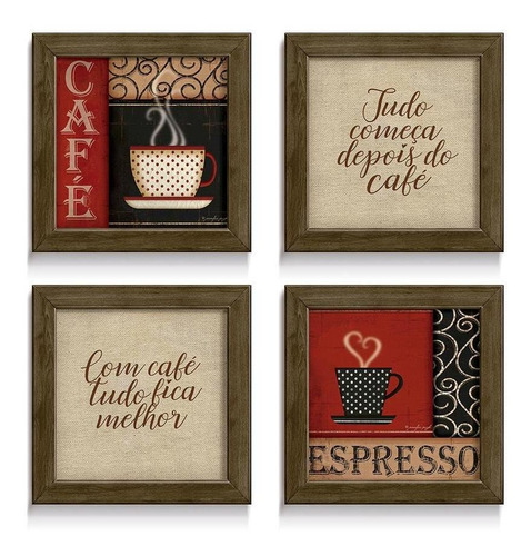 Quadro Decorativo Café Cantinho Expresso Cozinha Copa Kit