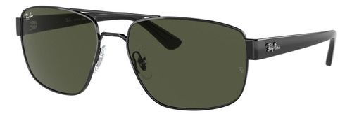 Óculos De Sol Ray-ban Rb3663l Standard Armação De Aço Cor Polished Gunmetal, Lente Green De Cristal Clássica, Haste Polished Gunmetal/grey De Náilon