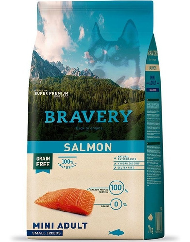 Bravery Salmon Mini Adulto Small Breeds 2kg Razas Mascotas