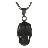 Collar Cadena Cráneo Calavera Negro Acero Inoxidable