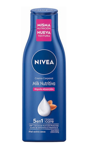  Crema Corporal Nivea Milk Nutritiva 5 En 1 400 Ml