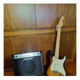 Fender Stratocaster Mexicana + Marshall Mg30cfx + Boss Me-70