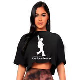 Polera Crop Top Mujer Los Bunkers Oversize Grafimax