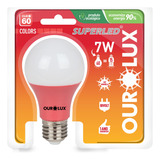 Lâmpada Superled Ouro Bulbo A60 7w E27 Bivolt Colors Ourolux Cor Da Luz Vermelha 110v/220v