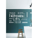 Vinil Decorativo Pared Blanco Palabras De Cocina Y Comedor