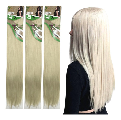 Kit 3 Cabelo Aplique Tic-tac Orgânico Weng Longo 80cm