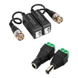 Pack Balun Con Bornera Presion + Plug Dc Macho Hembra Cctv 