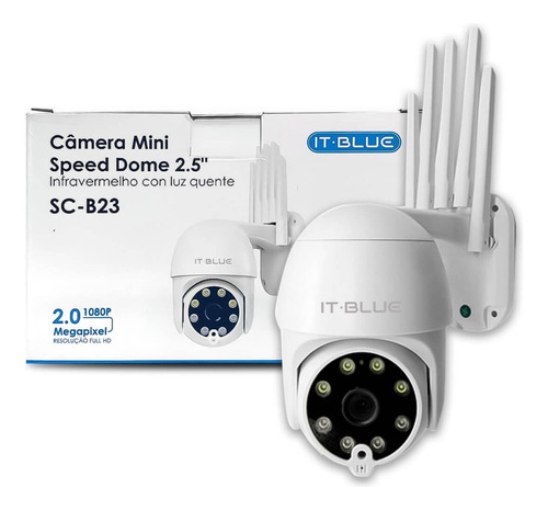 Câmera Ip It Blue Alta Resolução - Full Hd 1080p - Wifi - 5 Antenas - Cor Branco