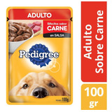 Pedigree Sobresito Pouch Perro Adulto Carne 100gr X 12 Unid.