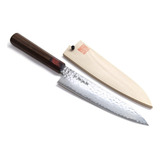 Vg-10 Cuchillo De Chef Japonés Gyuto De Damasco Martillad