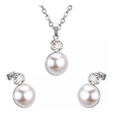 Collar Y Aretes Perlas En Plata Para Bodas Quinceaños Mujer