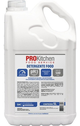 Prokitchen Detergente Food 5 Litros Rend 500 Litro