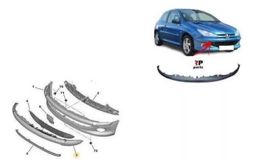Platina Moldura Parachoque Delantero Peugoet 206 Original  Foto 5