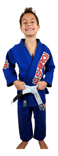 Kimono Jiu Jitsu Trançado Azul Level One Shiroi Infantil