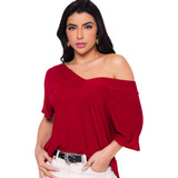 Blusa Feminina Manga Curta Blusinha Ciganinha Moda Gola V 