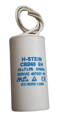 Capacitor 250 Vca 50/60 Hz 25 Uf +-5% Cbb60 Sh H-stein